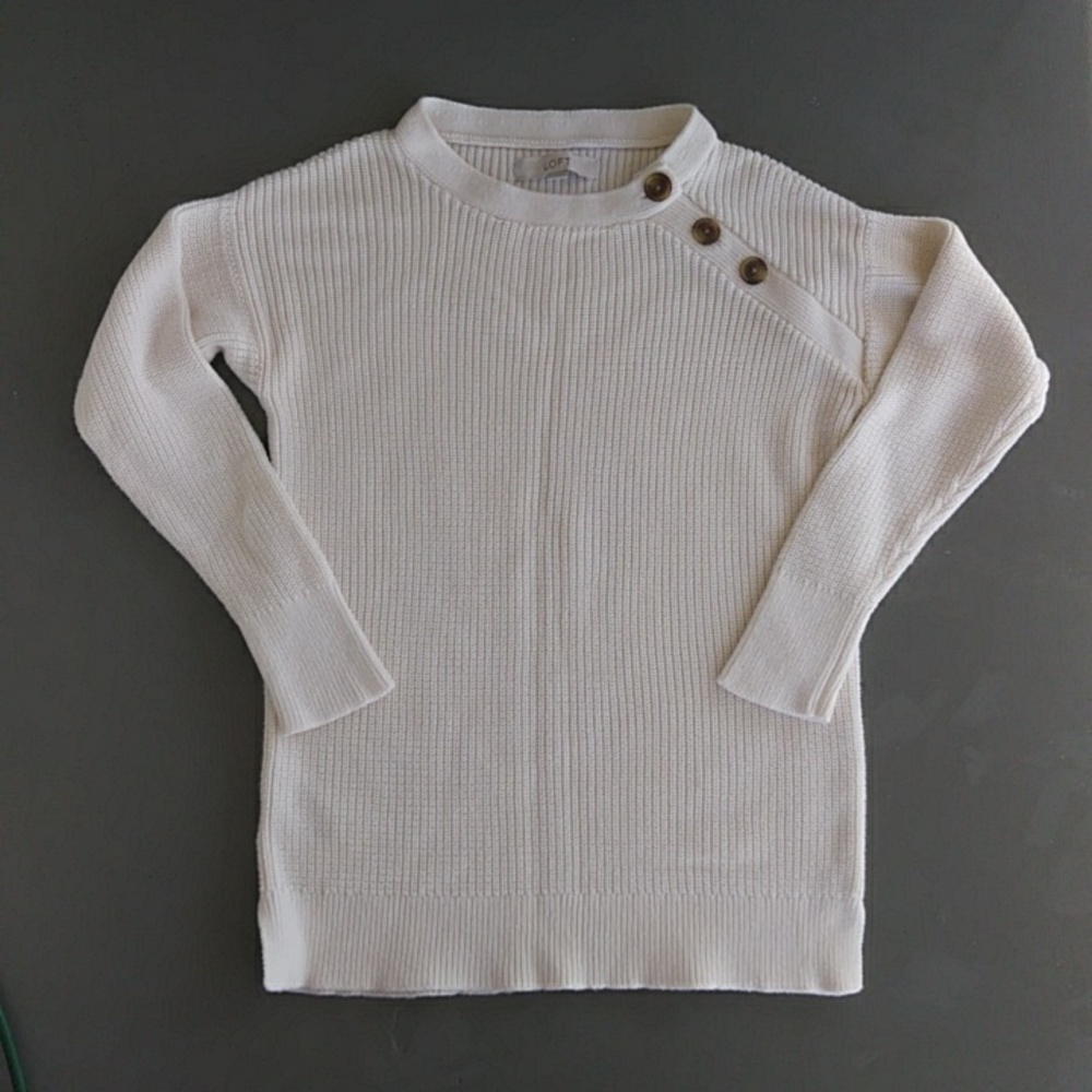Ann Taylor Loft Size XXS Cream 100% Cotton Sweater